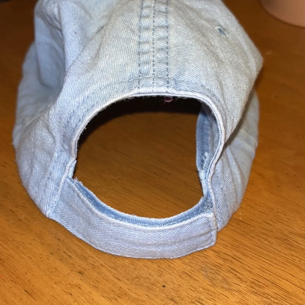 Light Washed Blue Jean Baseball Hat with Adjustable Band